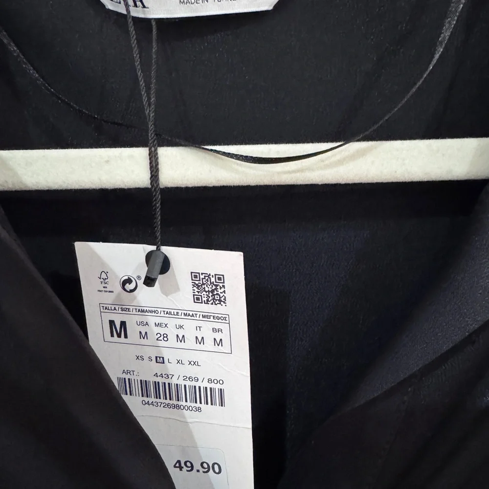 Zara Black Satin Blouse - Picture 7 of 8